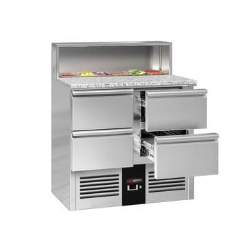 GGM Gastro | Saladette PREMIUM - 903mm - 4 laden - met RVS |, Verzenden