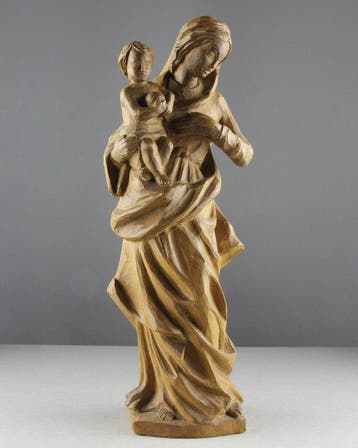 sculptuur, Madonna and Child - 36 cm - Lindehout