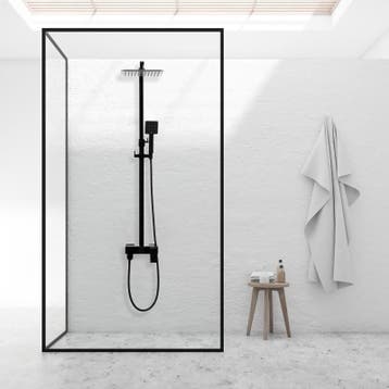 Badkraan Doucheset Zwart | 25x25cm Regendouche | Laatste..., Huis en Inrichting, Ophalen of Verzenden, Nieuw, Zwart, Overige typen