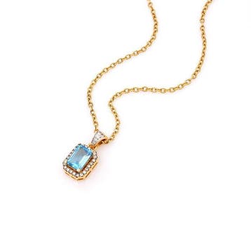 Hanger - 14 karaat Geel goud - 1.42ct. tw. Topaas - Diamant