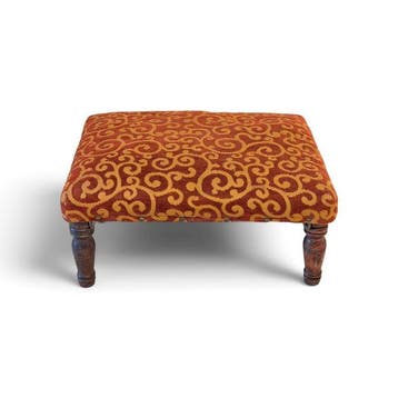 Voetbankje - Hout, Textiel - Textil Original