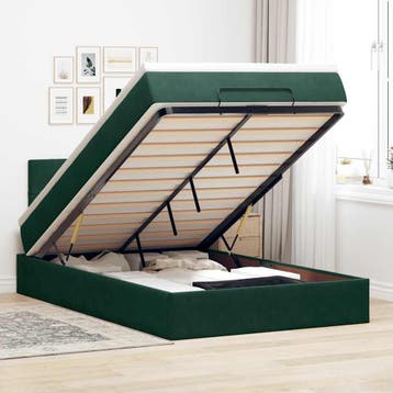 vidaXL Bed poef met matras en LEDs 120x190 cm fluweel, Verzenden, Nieuw, 190 cm of minder, Twijfelaar