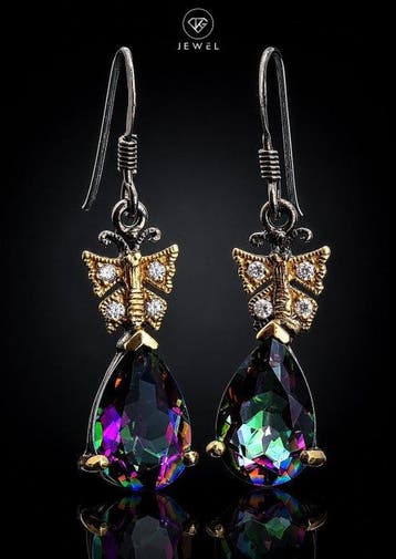 Mystic Topaz Oorbellen - 925 Sterling Zilver - Goud- en