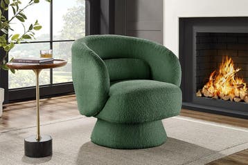 Draaibare design fauteuil BOSSA NOVA 80cm mosgroen bouclé -, Ophalen of Verzenden, Nieuw