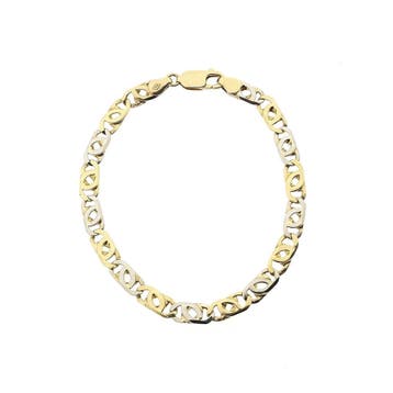 Bicolor gouden valkenoogschakel armband; Midas; 14 karaat..., Ophalen of Verzenden, Gebruikt, Goud, Goud