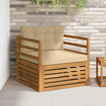 vidaXL Tuinbank Massief Acaciahout en Polyester Natuurlijk, Verzenden, Nieuw