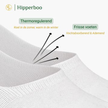 Hipperboo® Bamboe Dames en Heren Sneakersokken | Naadloos, Sokken en Kniesokken, Verzenden, Wit, Nieuw