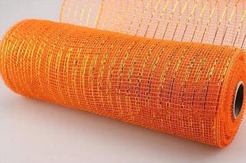 Decomesh metallic oranje 26 cm rol 9 meter voor kransen en, Ophalen of Verzenden, Nieuw