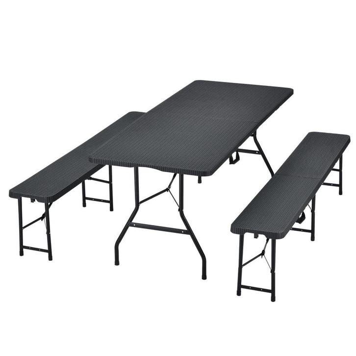 Biertafel / Bierbank / Biertafelset - Kunststof & Rotan - 3-, Tuin en Terras, Tuintafels, Nieuw, Verzenden