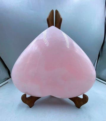 natuurlijke roze calciet hart hanger uit Pakistan. Hart -