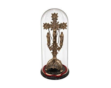 Crucifix - Metaal, Hout, Glas - 1920-1930 - Staand