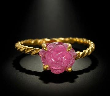 925 zilver verguld - gesneden toermalijn - Ring
