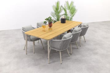 VDG Ohio/Alaska tuinset - teak/aluminium - mokka -240x100, Verzenden, Nieuw, Hout, Tuinset