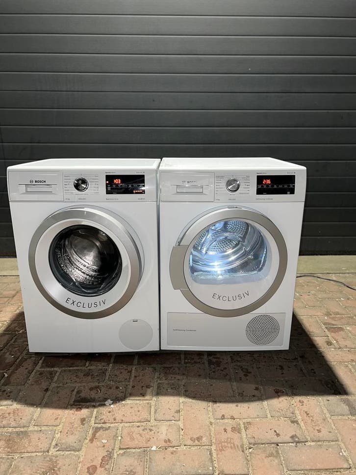 KORTING! BOSCH 8KG WASMACHINE BOSCH 8KG WARMTEPOMPDROGER!, Witgoed en Apparatuur, Wasmachines, Minder dan 85 cm, 1200 tot 1600 toeren