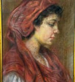 Italiaanse school (XX) - Profilo di donna con copricapo