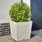 vidaXL Plantenbakken 2 st 50x50x50 cm staal wit, Tuin en Terras, Verzenden, Nieuw, Metaal