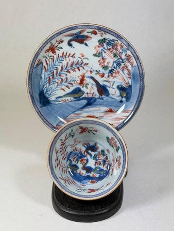 Theekop en schotel - Porselein - China - Kangxi (1662-1722)