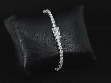 Tennisarmband 5.50 ct moissaniet — Nu in de veiling, Wit, Nieuw, Ophalen of Verzenden, Met edelsteen