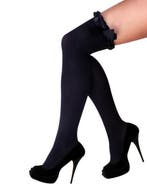 Zwarte Kniekousen Overknee Sokken Strikjes Zwart Sexy School, Ophalen of Verzenden, Nieuw, Carnaval