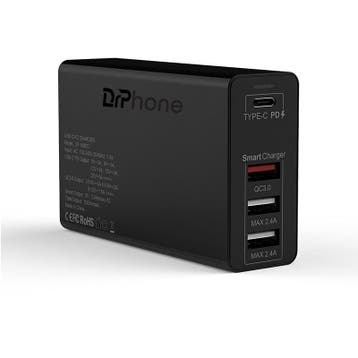 DrPhone WL20 100W 4-Poort USB C Adapter PD 3.0 100W + Qualco, Verzenden, Nieuw