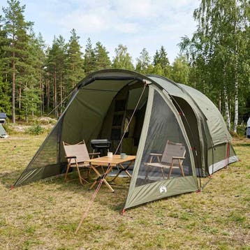 vidaXL Huisje Tent 4-persoons Olijfgroen Polyester en staal, Verzenden, Nieuw, Tot en met 2