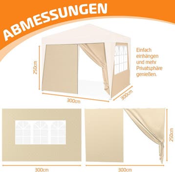 KESSER® Zijwand voor paviljoen - 3x3m - Beige, Tuin en Terras, Partytenten, Verzenden, Zo goed als nieuw