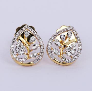 Oorstekers - 14 karaat Geel goud - 0.49ct. tw. Diamant