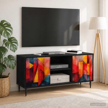 vidaXL Tv-meubel HEESCH 102 x 33 x 51 cm Zwart eiken Bewerkt, Minder dan 50 cm, Verzenden, Nieuw, Minder dan 100 cm