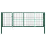 vidaXL Tuinhekpoort met palen 350x100 cm staal groen, Verzenden, Nieuw