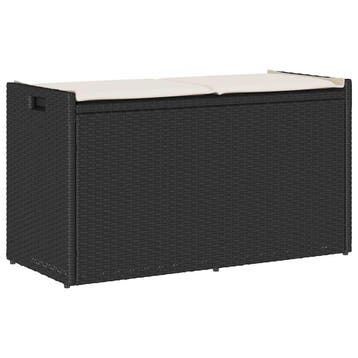 vidaXL Opbergbank met kussen voor buiten 100 cm poly rattan, Tuin en Terras, Verzenden, Nieuw