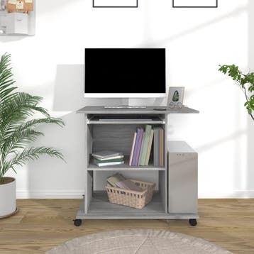 vidaXL Computerbureau 80x50x75 cm bewerkt hout grijs sonoma, Verzenden, Nieuw