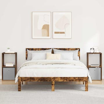vidaXL Nachtkastje 2 st Gerookt eiken 35 x 32 x 68,5 cm, Minder dan 45 cm, Verzenden, Nieuw, 55 tot 70 cm