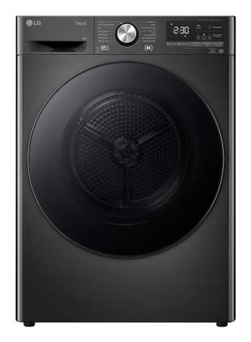 LG RT90V9B wasdroger Vrijstaand Voorlader 9 kg Zwart689, Overige typen, Nieuw, Ophalen of Verzenden, Anti-kreukfase