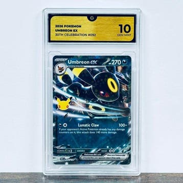 Pokémon Graded card - Umbreon ex 092- 30th Anniversary –, Hobby en Vrije tijd, Nieuw