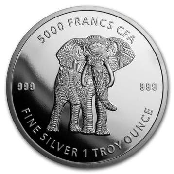 Chad - Mandala Elephant 1 oz 2019 (10.000 oplage), Verzenden, Overige landen, Losse munt, Zilver