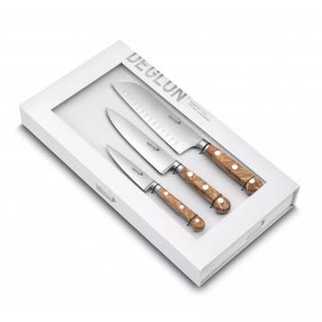 Déglon SABATIER DEG® OLIVIER – 3-delige Set – Olijfhou, Ophalen of Verzenden, Nieuw, Rvs of Chroom
