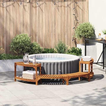 vidaXL Hottub Omgeving Half-Rond Massief Acaciahout Bruin, Verzenden, Nieuw