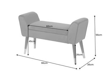 Design bank SCARLETT 90cm grijs zilver fluweel - 43278, Ophalen of Verzenden, Nieuw