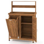 LIVSK Buitenpotbank met Opbergruimte - Houten Tuinwerkplek v, Tuin en Terras, Verzenden, Nieuw