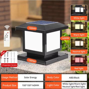 Solar LED Pijlerlamp – Vintage Waterdichte Tuinverlichting, Verzenden, Nieuw