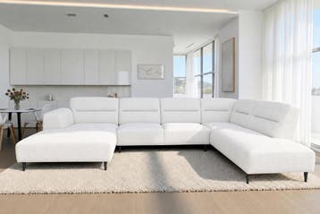 U-Bank Bloemendaal - u-banken - Wit, Nieuw, 150 cm of meer, Stof, 300 cm of meer
