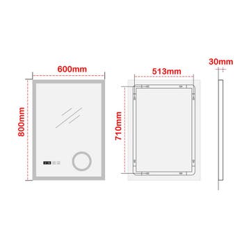 [pro.tec] Spiegel Lizzano met LED verlichting 80x60x3 cm wit, Huis en Inrichting, Woonaccessoires | Spiegels, Verzenden, Nieuw