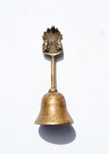 Oude handbel met Nagas bel Ghanta bronslegering 17 cm -, Antiek en Kunst, Kunst | Niet-Westerse kunst