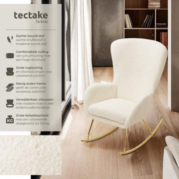 2dekans | tectake® Swing Schommelstoel – Gestoffeerde Bouclé, Ophalen of Verzenden, Zo goed als nieuw
