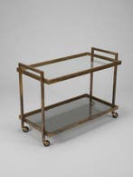 Serveerwagen - Messing, Glas, Metaal - Brentwood barwagen