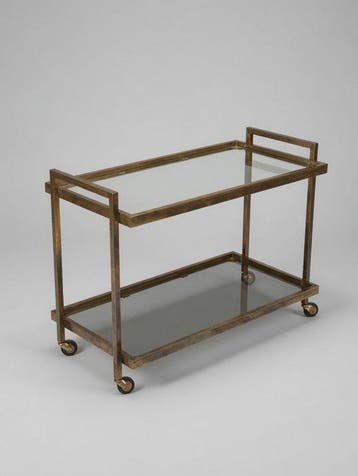 Serveerwagen - Messing, Glas, Metaal - Brentwood barwagen