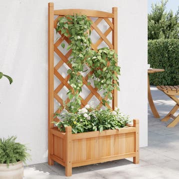 vidaXL Plantenbak met latwerk 55x29,5x110 cm massief, Verzenden, Nieuw, Hout
