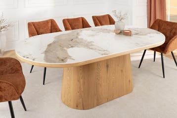 Ovale eettafel UNIQUE 200 cm wit natuurlijk keramiek eiken, Huis en Inrichting, Tafels | Eettafels, Ophalen of Verzenden, Nieuw