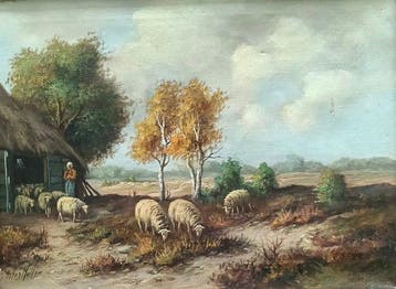 Anton Muller (1887-1979) - Schapen op de heide