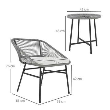 Polyrotan 2-persoons Balkonset met Stoelen, Tafel, Kussens, Verzenden, Nieuw